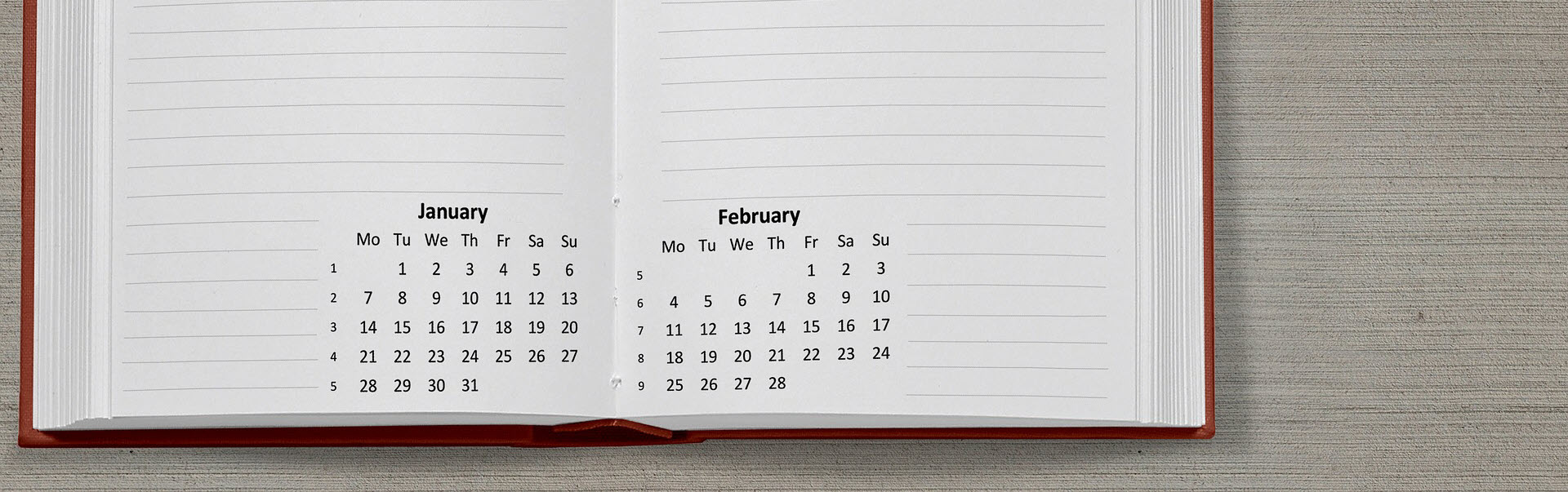 Agenda met 2 kalendermaanden er op